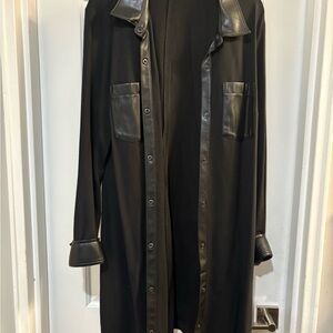 Women’s Black Shirt with Faux Leather Accents